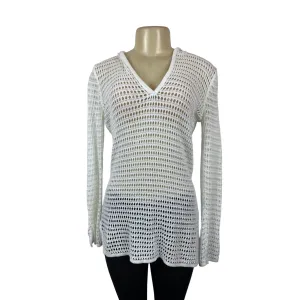 The Limited Womens White Knit Hooded Sweater Sz S