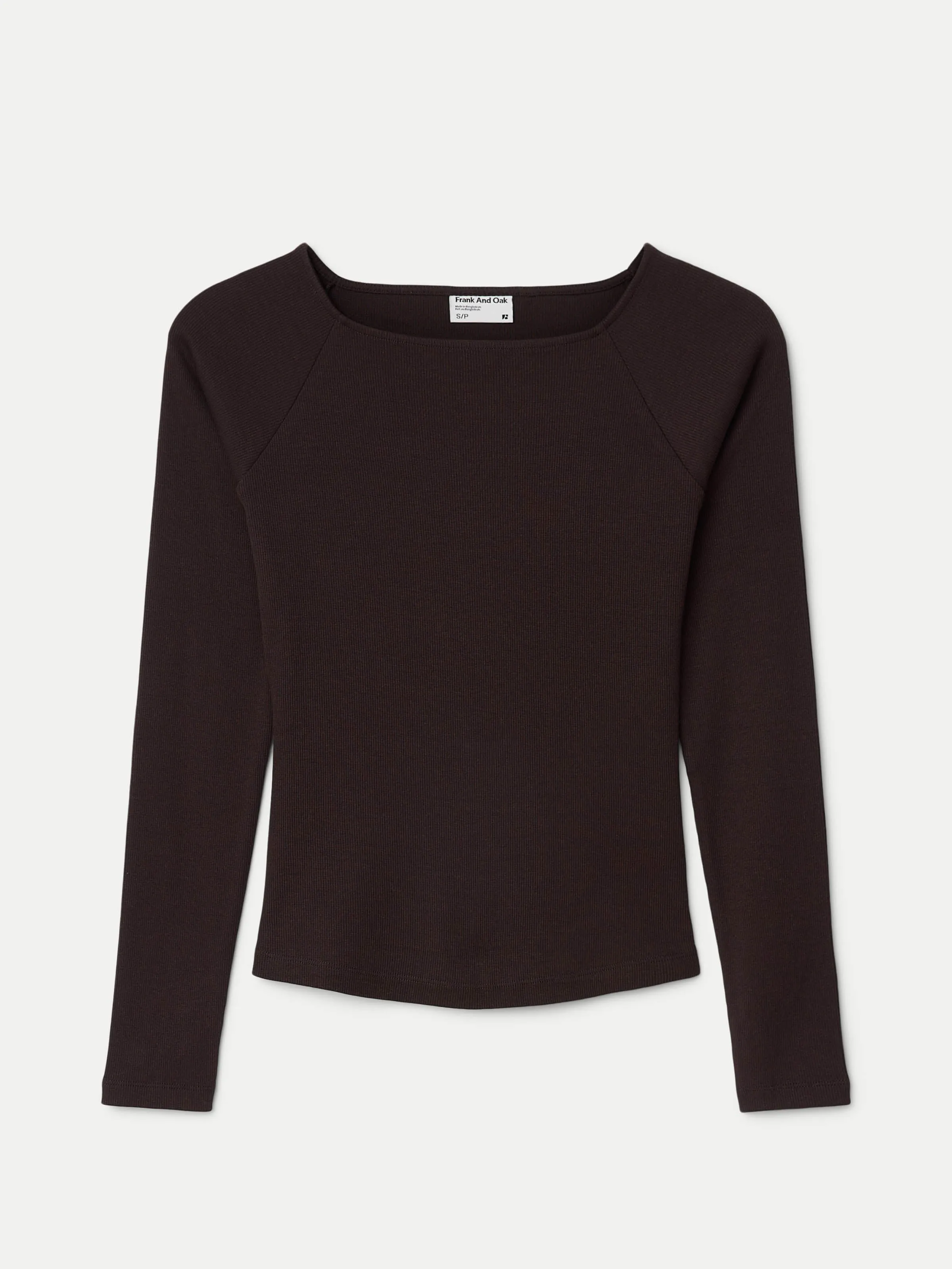 The Open Neck Long Sleeve T-Shirt in Dark Chocolate