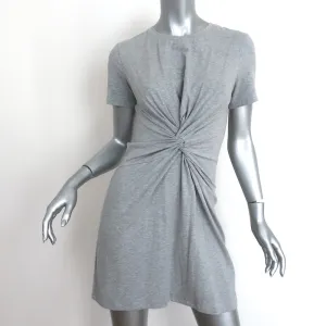 Theory Knotted T-Shirt Dress Heather Gray Stretch Jersey Size Petite
