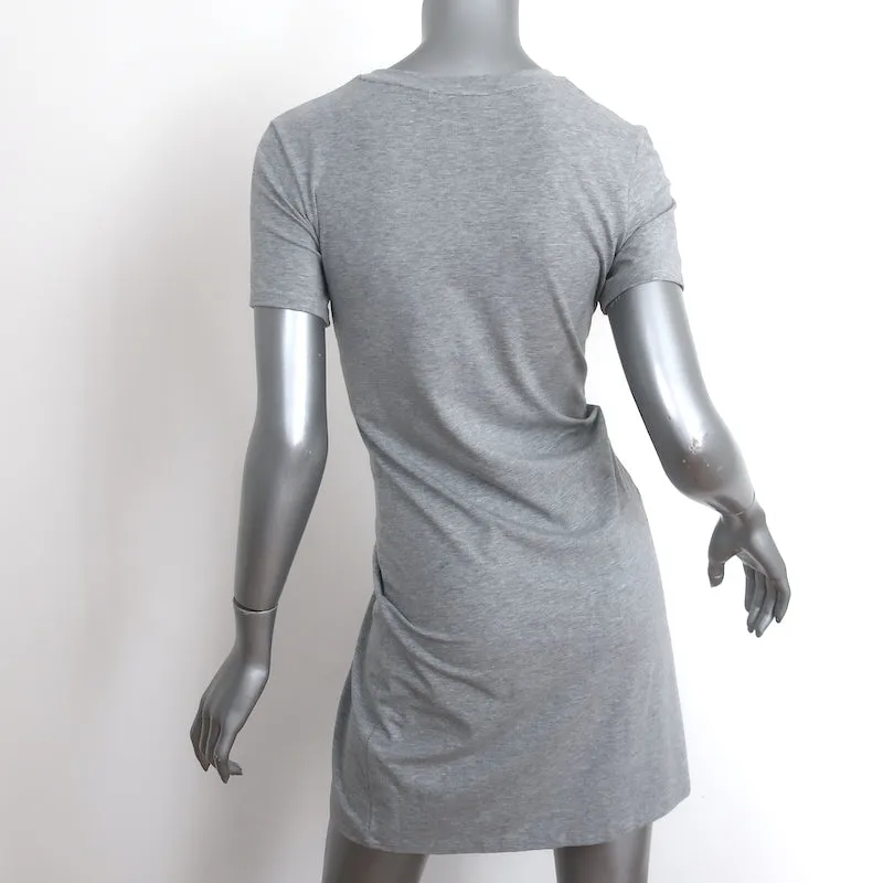 Theory Knotted T-Shirt Dress Heather Gray Stretch Jersey Size Petite