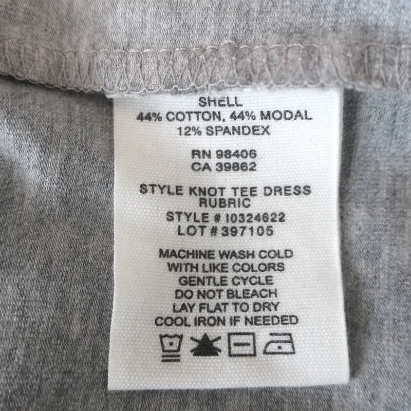 Theory Knotted T-Shirt Dress Heather Gray Stretch Jersey Size Petite