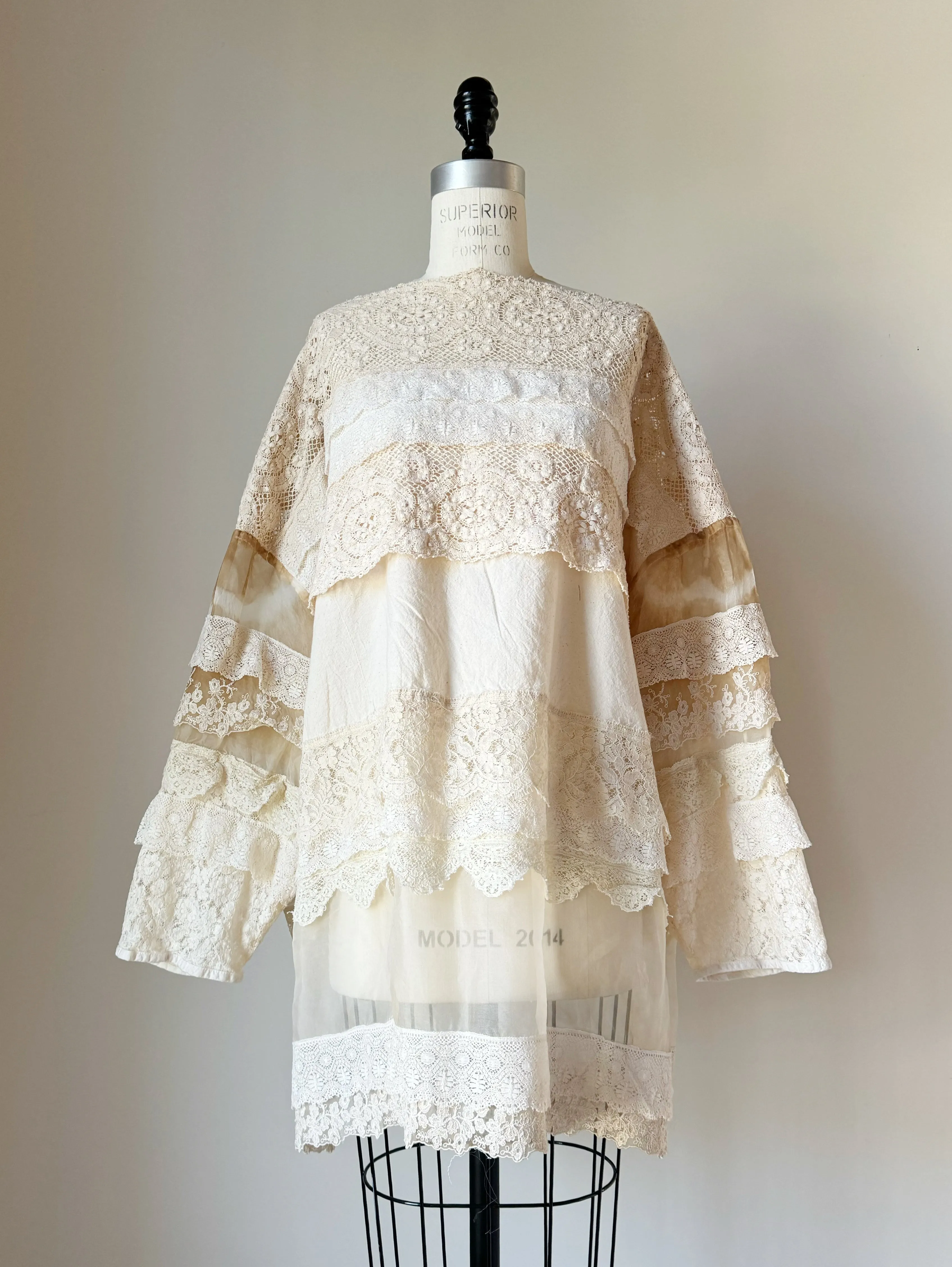 tie dye tea stain lace top