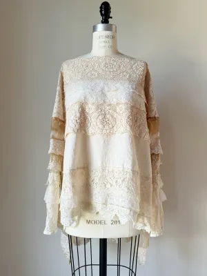 tie dye tea stain lace top