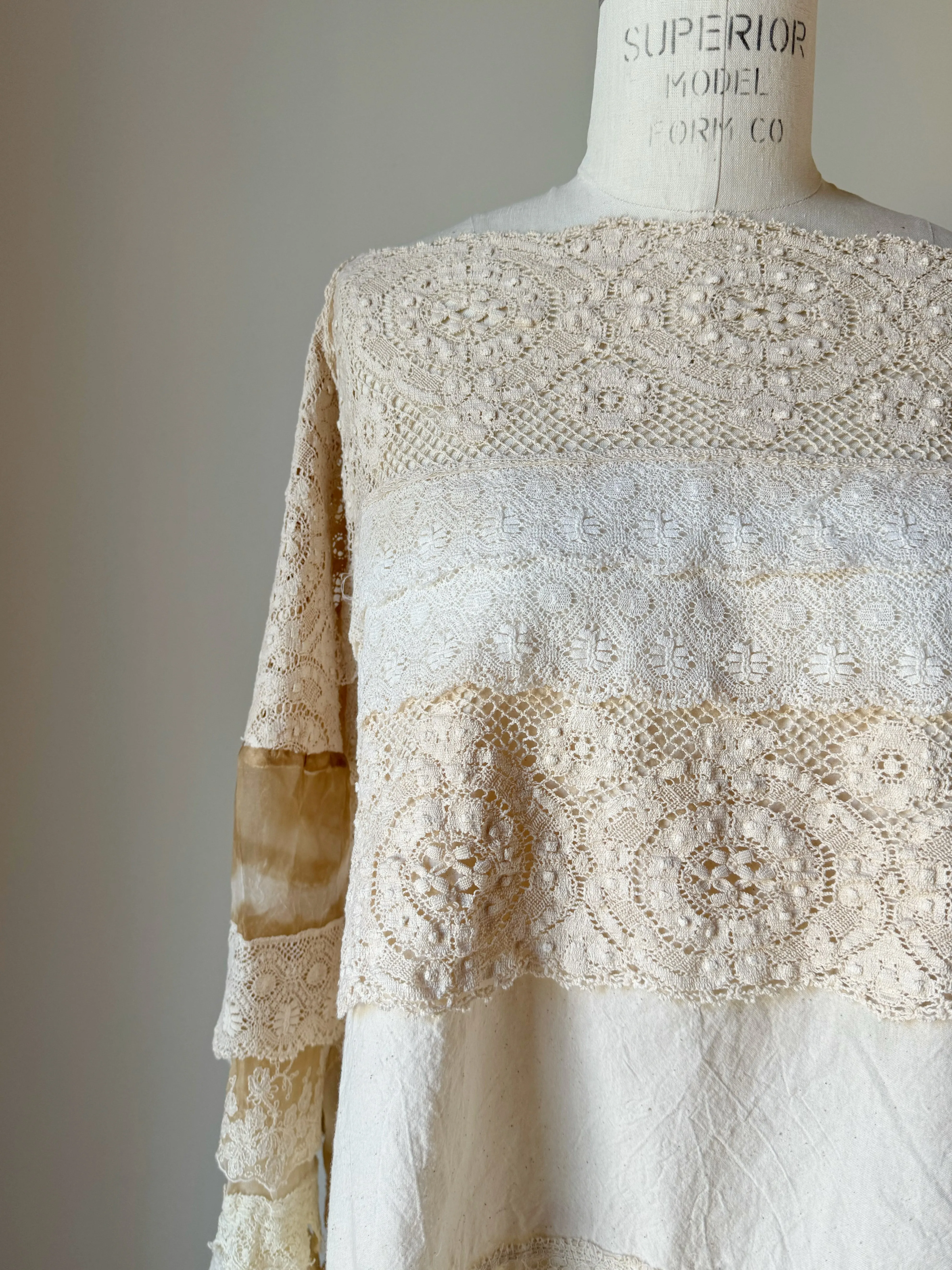 tie dye tea stain lace top