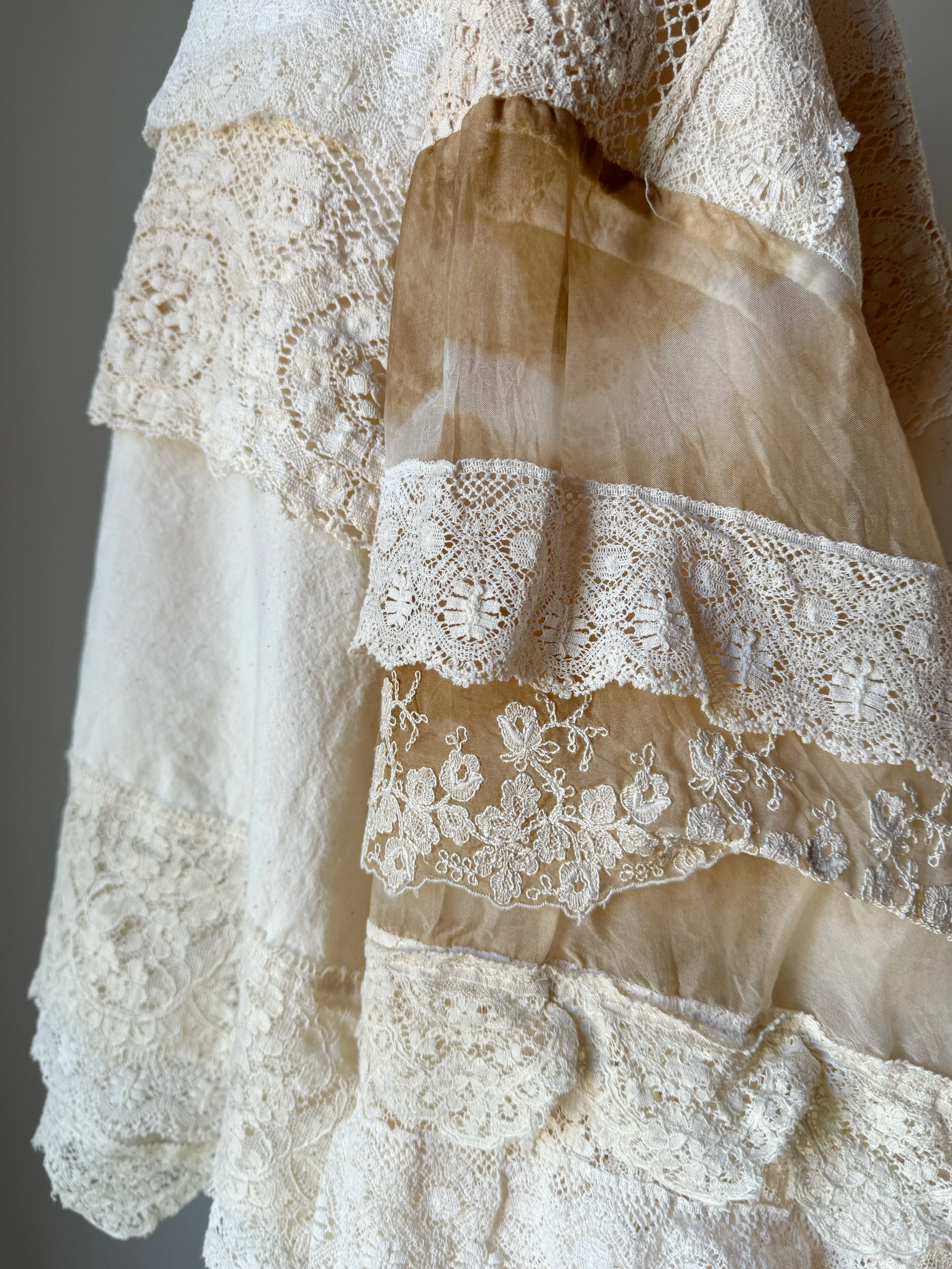 tie dye tea stain lace top