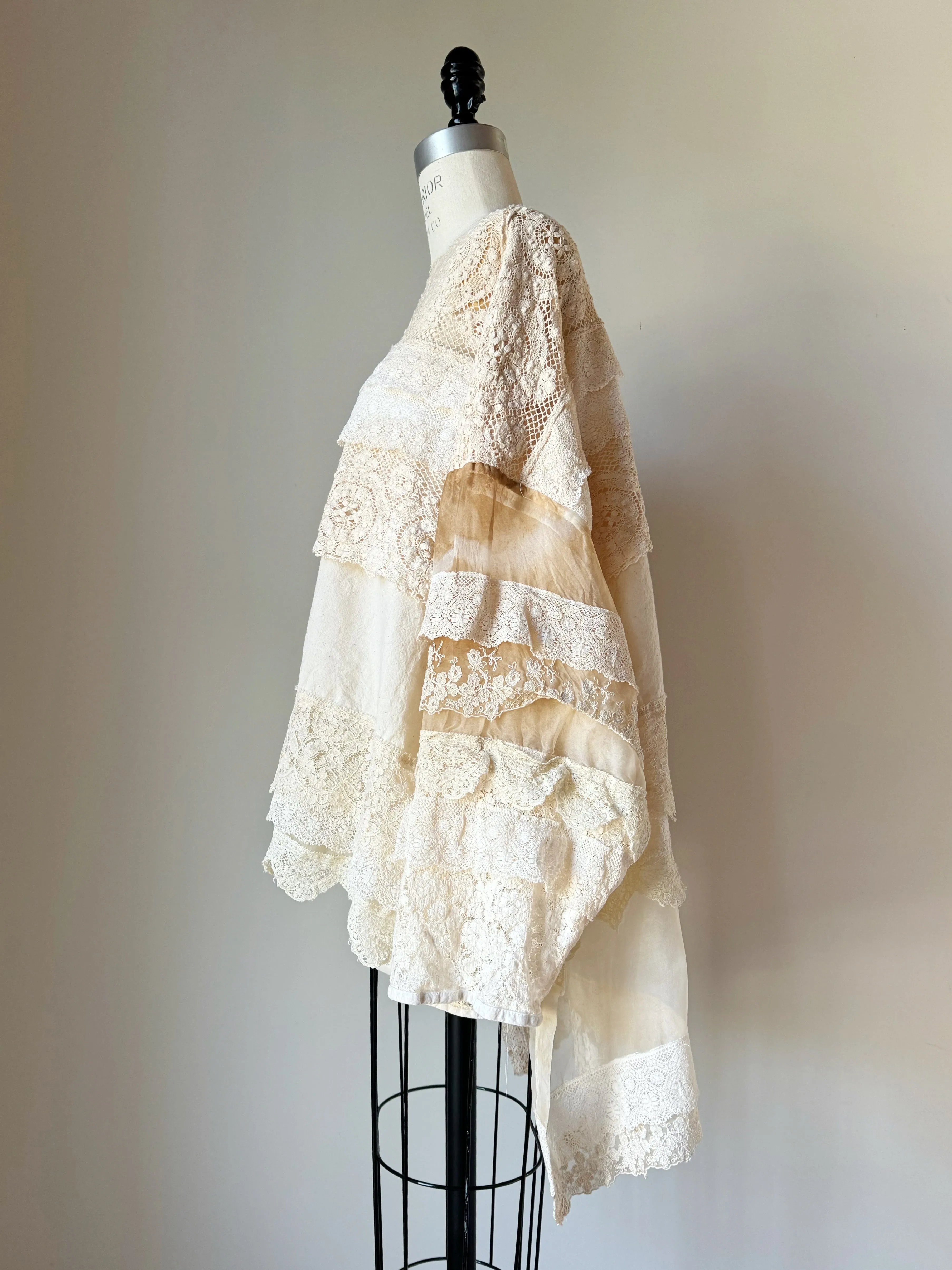 tie dye tea stain lace top