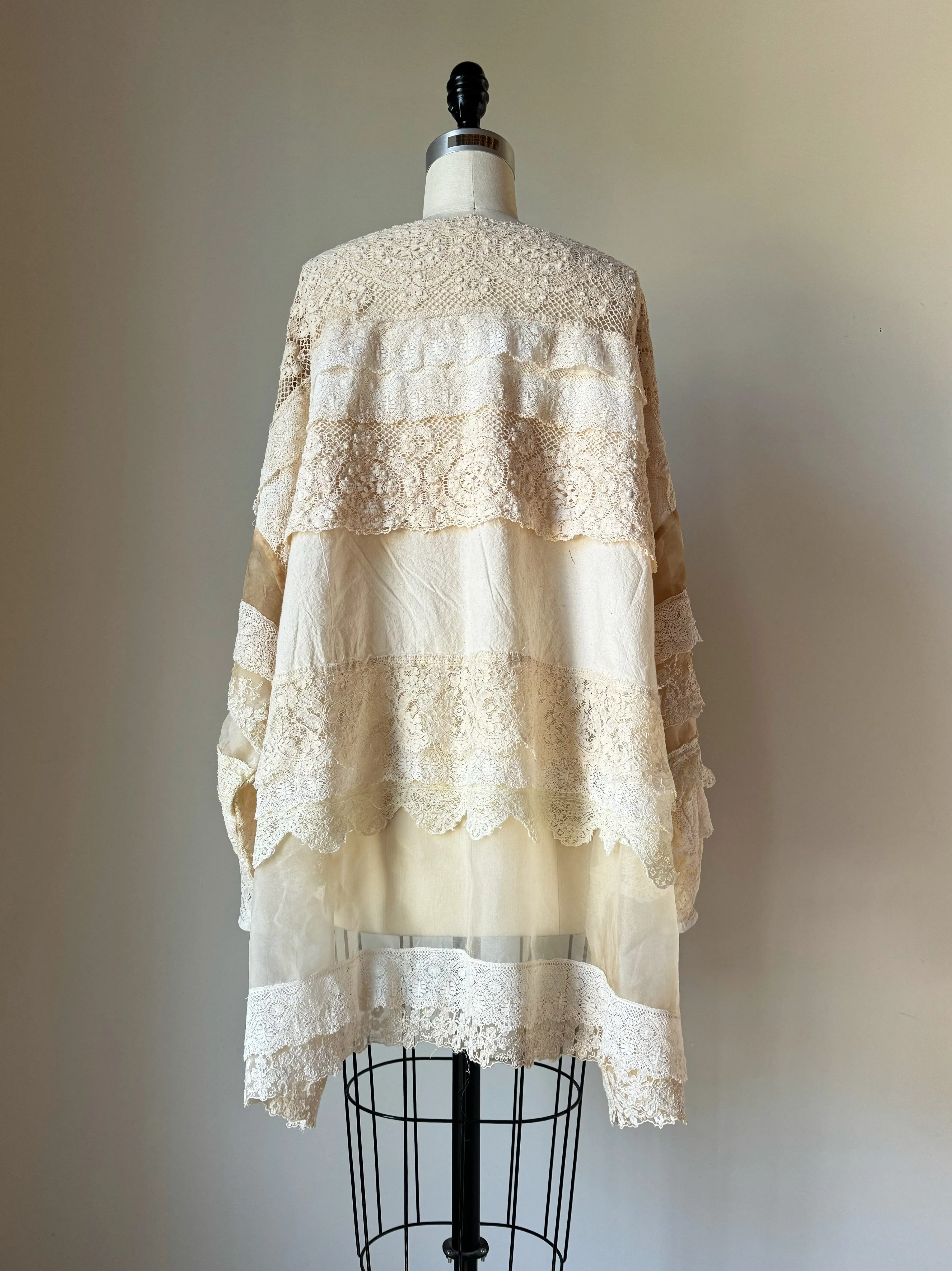 tie dye tea stain lace top