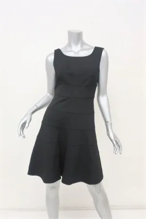 Trina Turk Dress Nikola Black Stretch Ponte Size 6 Sleeveless Fit & Flare NEW