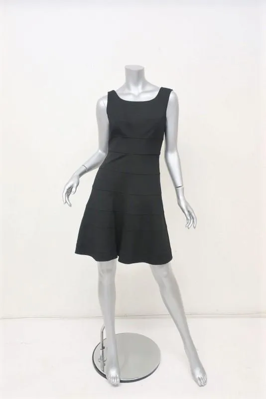 Trina Turk Dress Nikola Black Stretch Ponte Size 6 Sleeveless Fit & Flare NEW