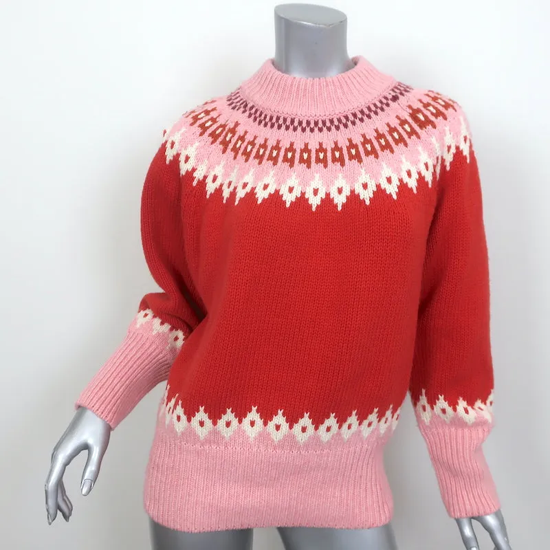 Trovata Birds Of Paradis Kimi Fair Isle Sweater Red/Pink Size Extra Small