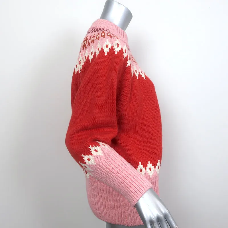 Trovata Birds Of Paradis Kimi Fair Isle Sweater Red/Pink Size Extra Small