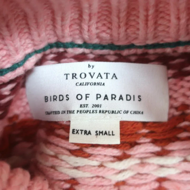 Trovata Birds Of Paradis Kimi Fair Isle Sweater Red/Pink Size Extra Small