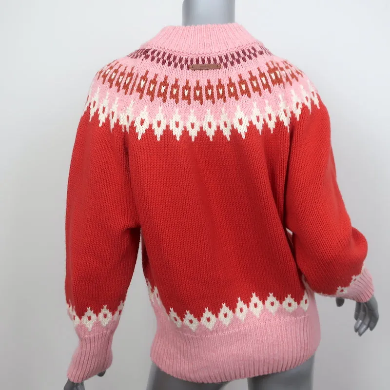 Trovata Birds Of Paradis Kimi Fair Isle Sweater Red/Pink Size Extra Small