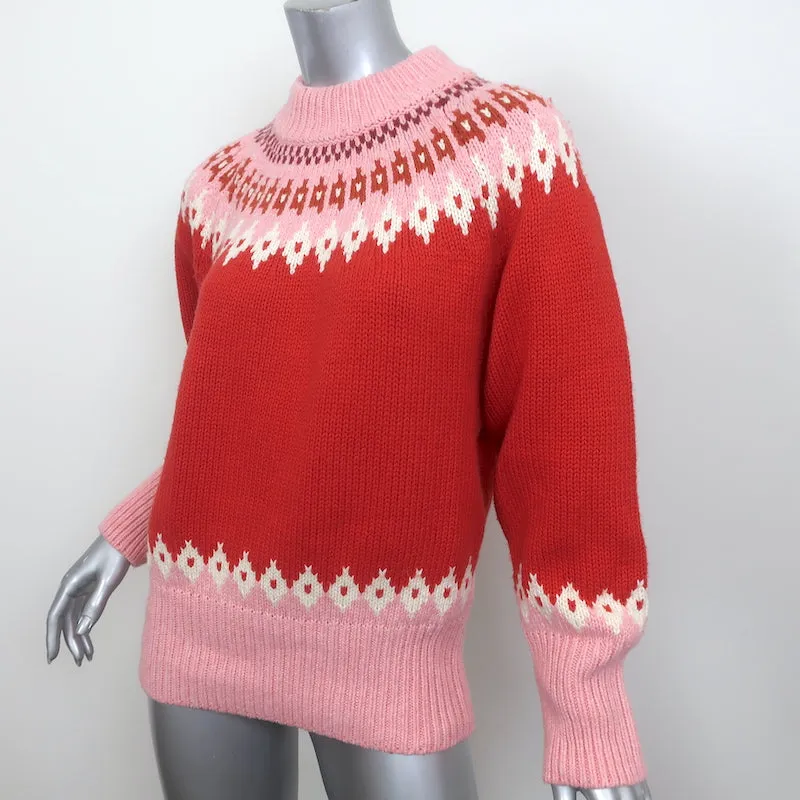 Trovata Birds Of Paradis Kimi Fair Isle Sweater Red/Pink Size Extra Small