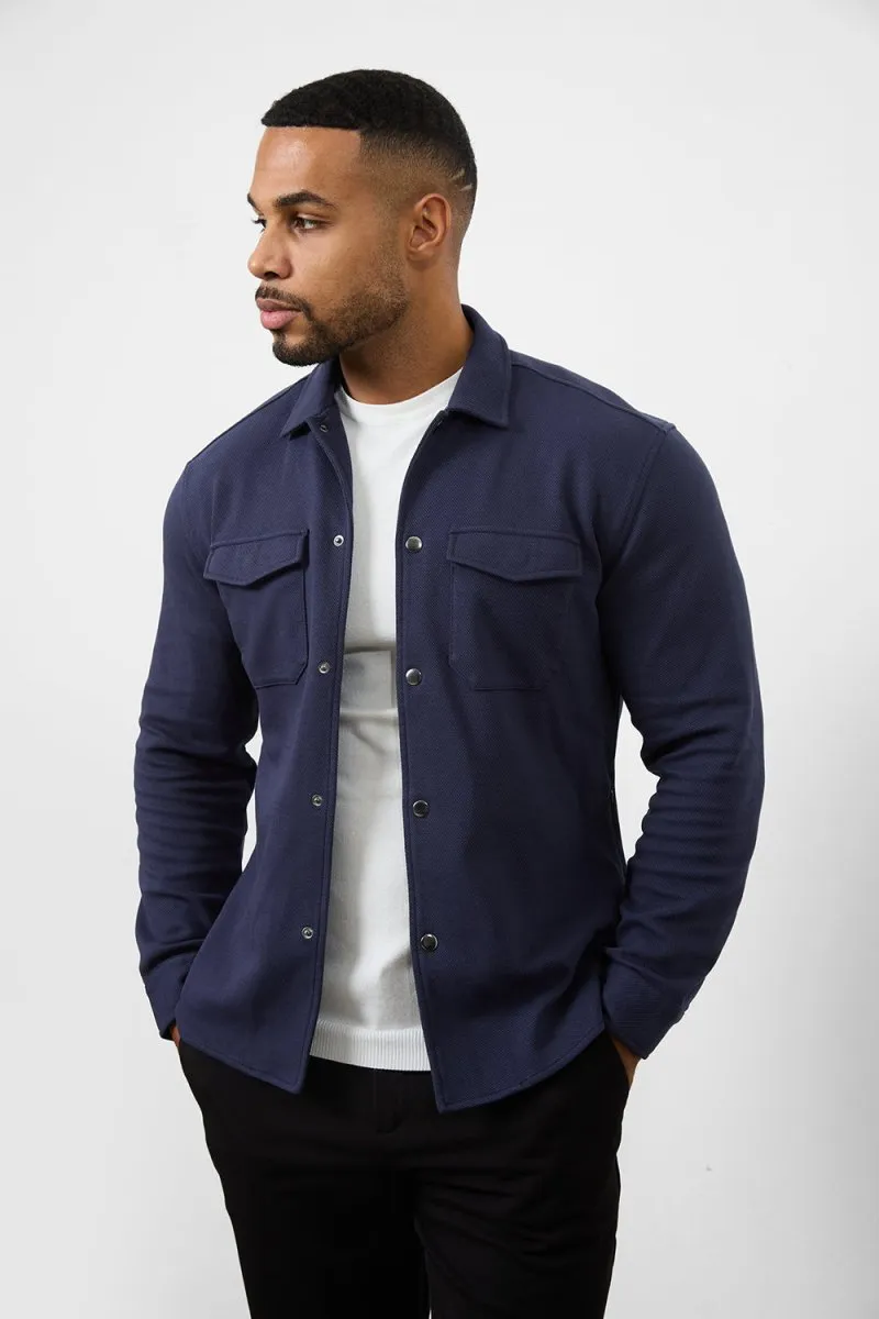 Twill Jersey Overshirt in Navy