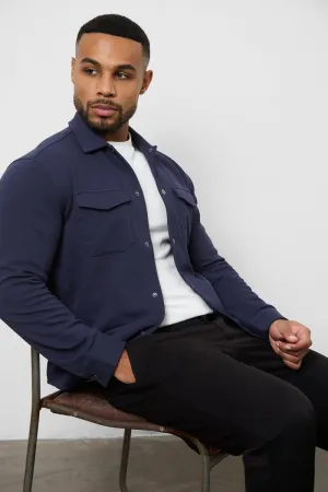 Twill Jersey Overshirt in Navy