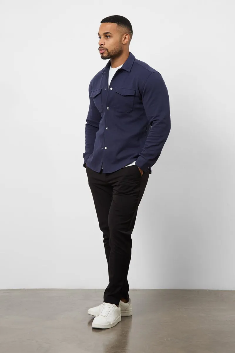 Twill Jersey Overshirt in Navy