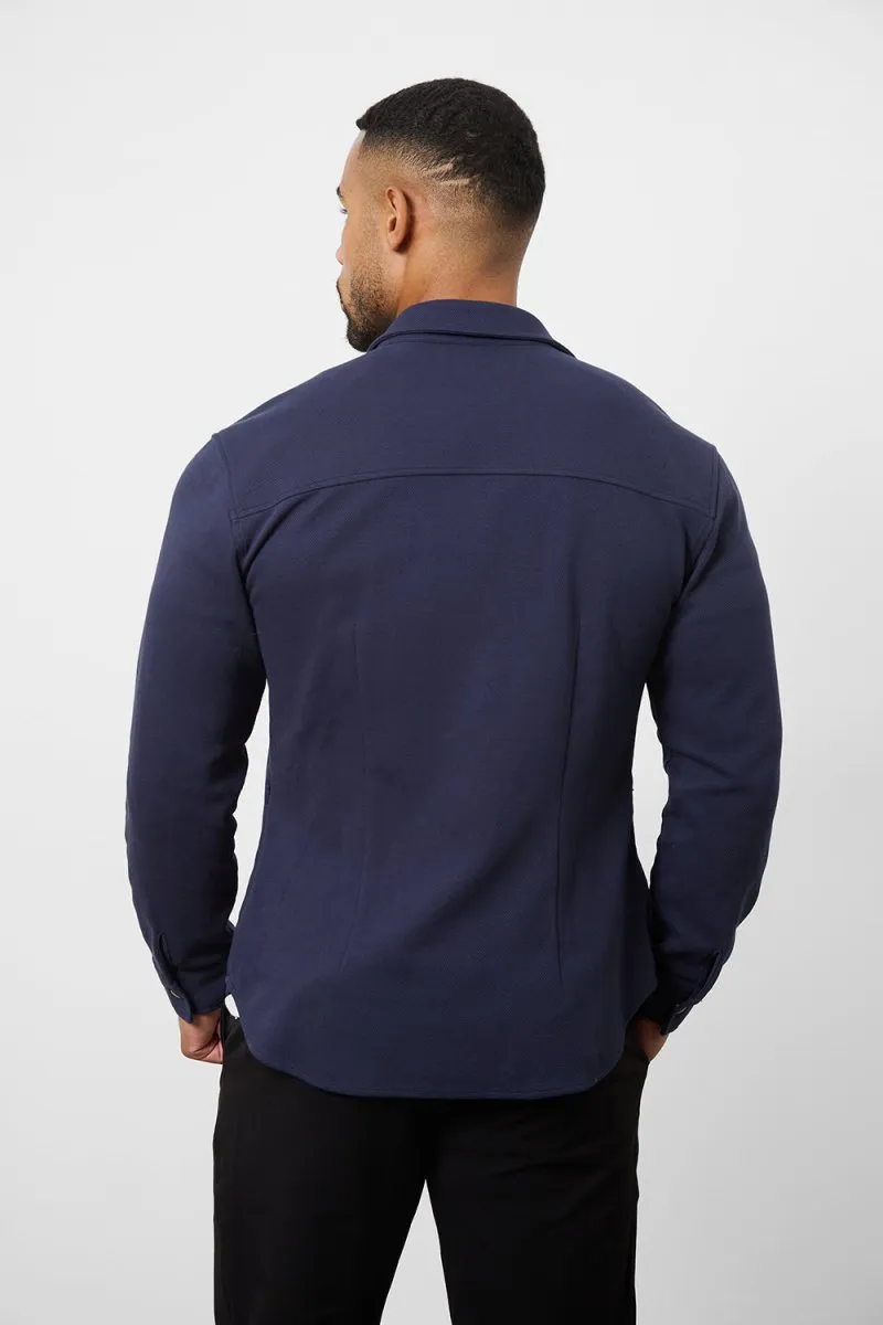 Twill Jersey Overshirt in Navy