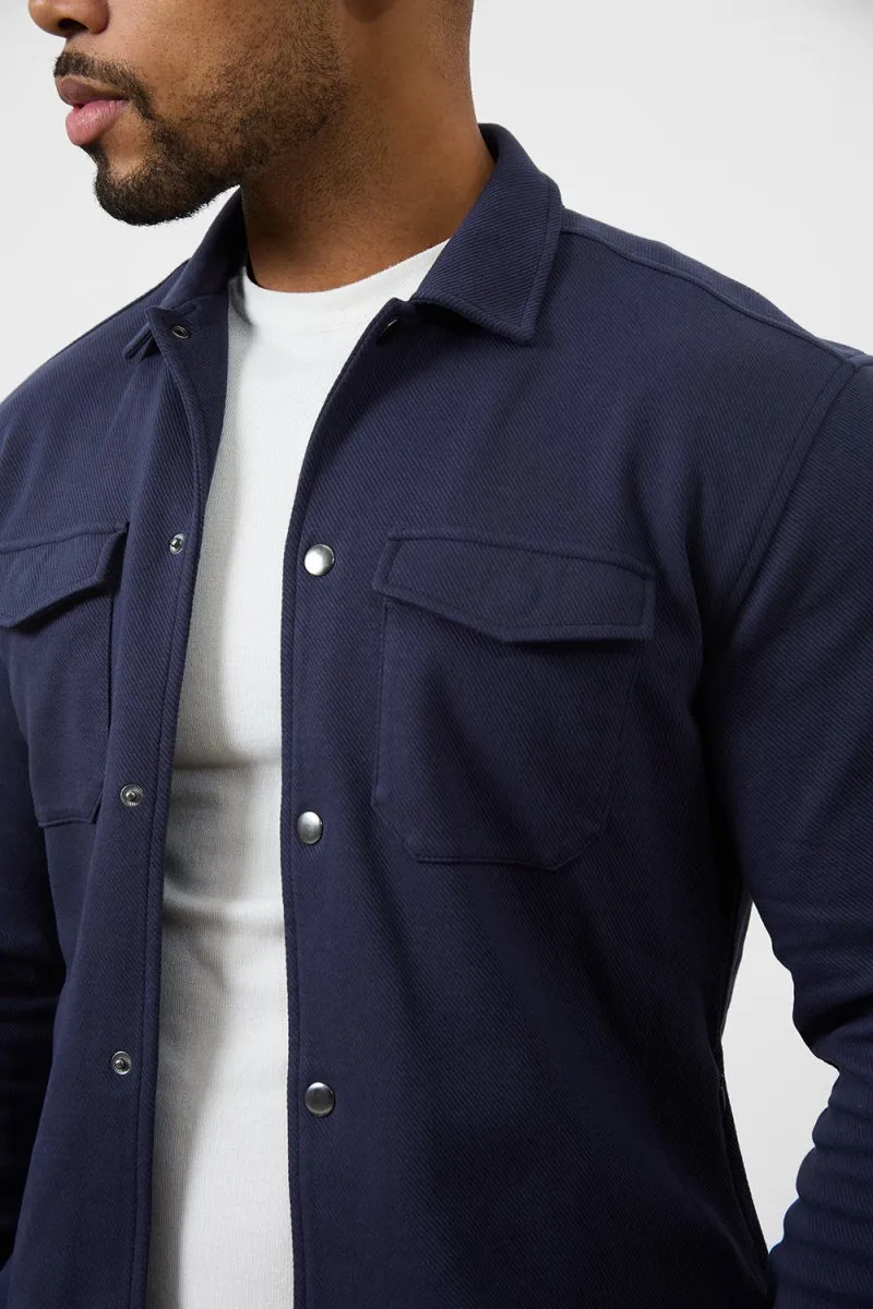 Twill Jersey Overshirt in Navy