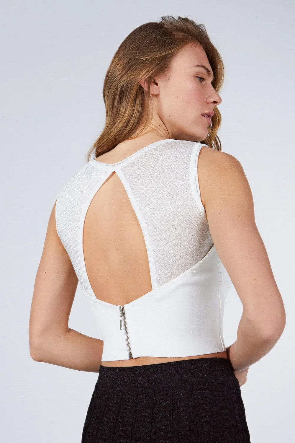 V-NECK BACK OPEN BLOUSE WHITE