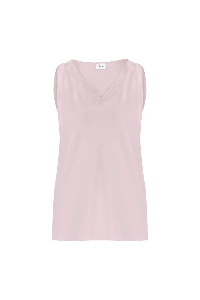 V-NECK FRINGED TOP PINK