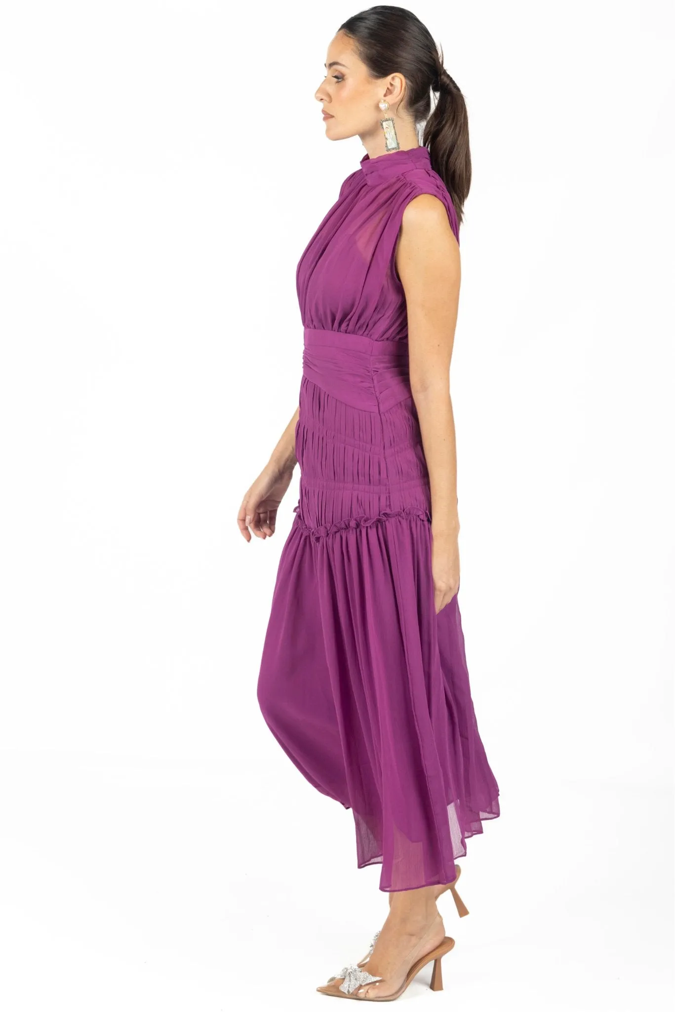 Valentina Midi Dress Purple Chiffon