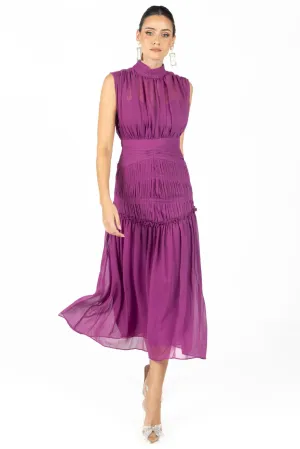 Valentina Midi Dress Purple Chiffon
