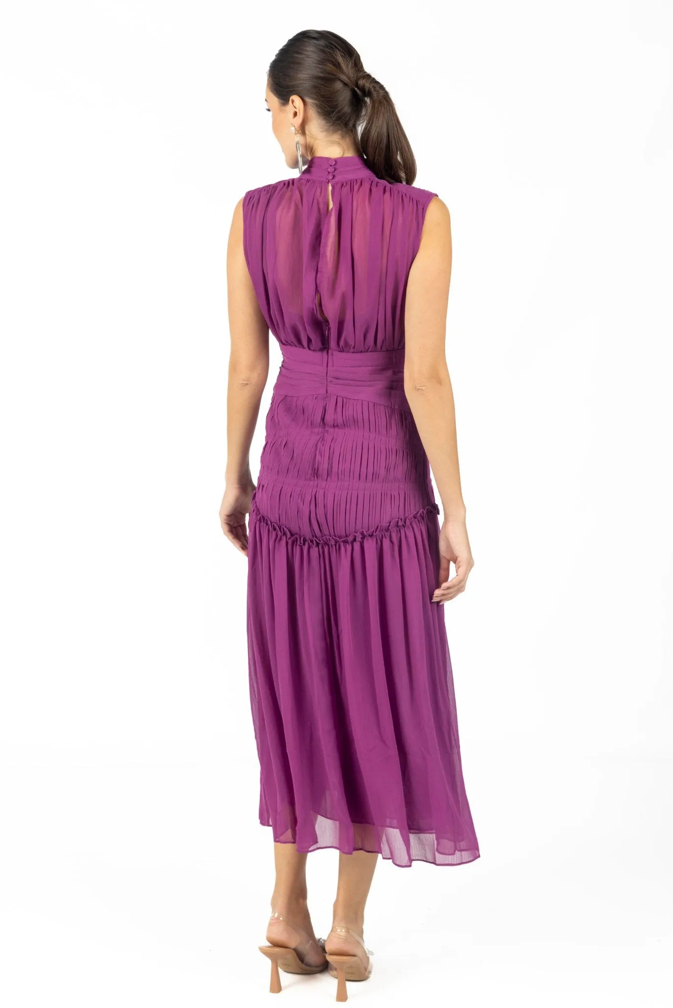 Valentina Midi Dress Purple Chiffon