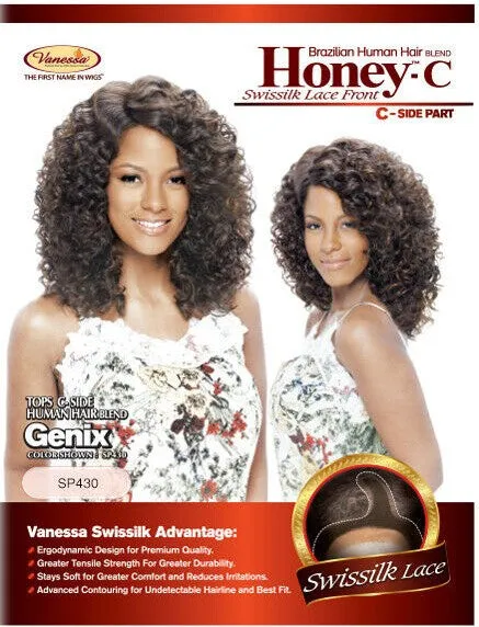 Vanessa Honey C Brazilian Human Hair Blend Lace Front Wig GENIX (01)