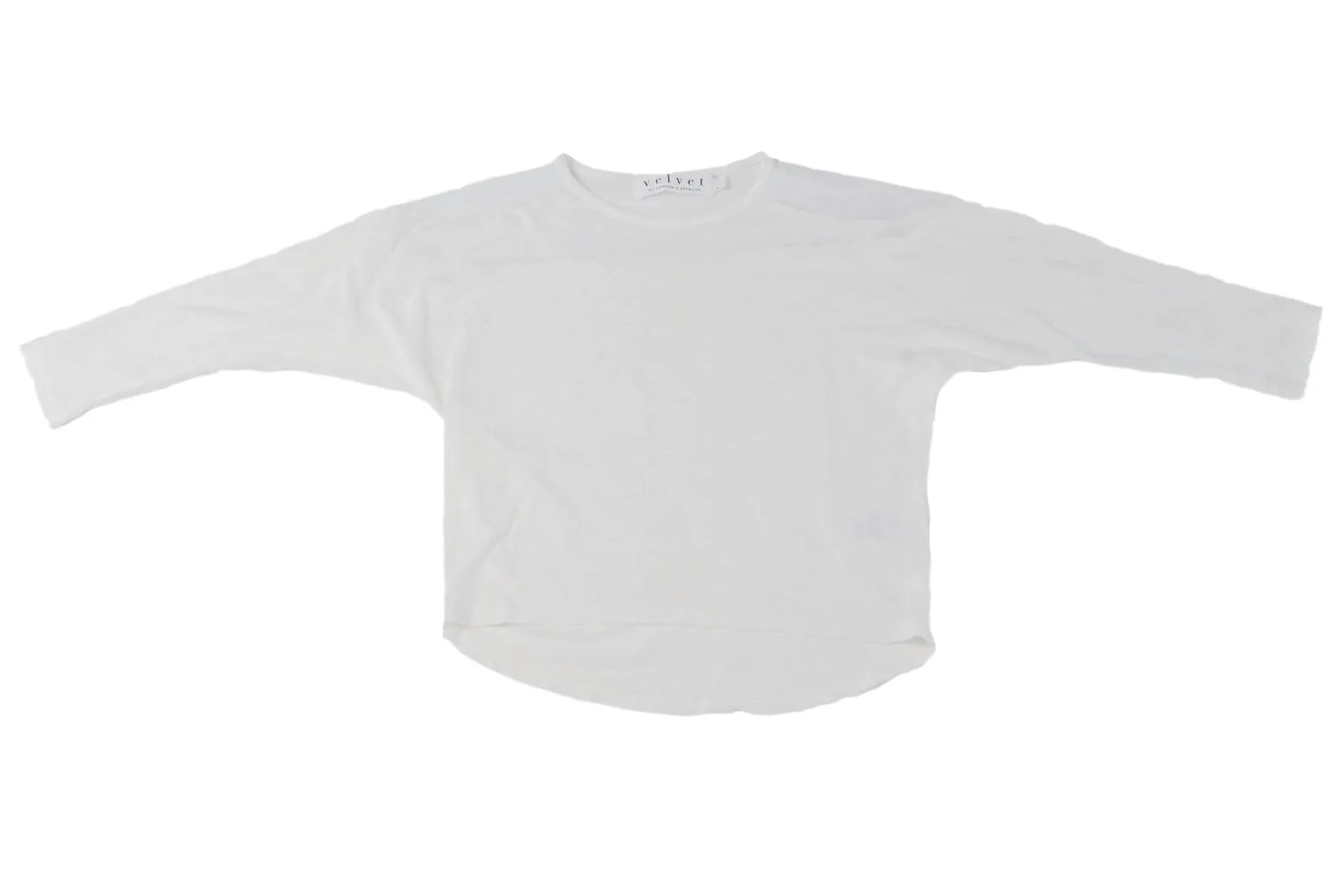 VELVET by Graham & Spencer Girl's Salima Hi-Low Hem 3/4 Sleeve Tee NWT $48