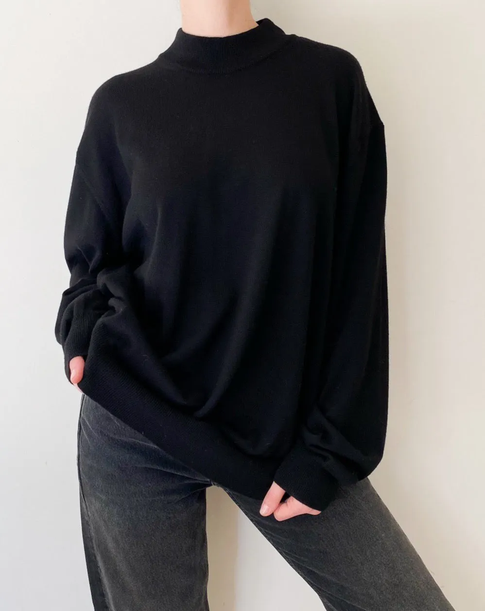 Vintage Black Mock Neck Sweater