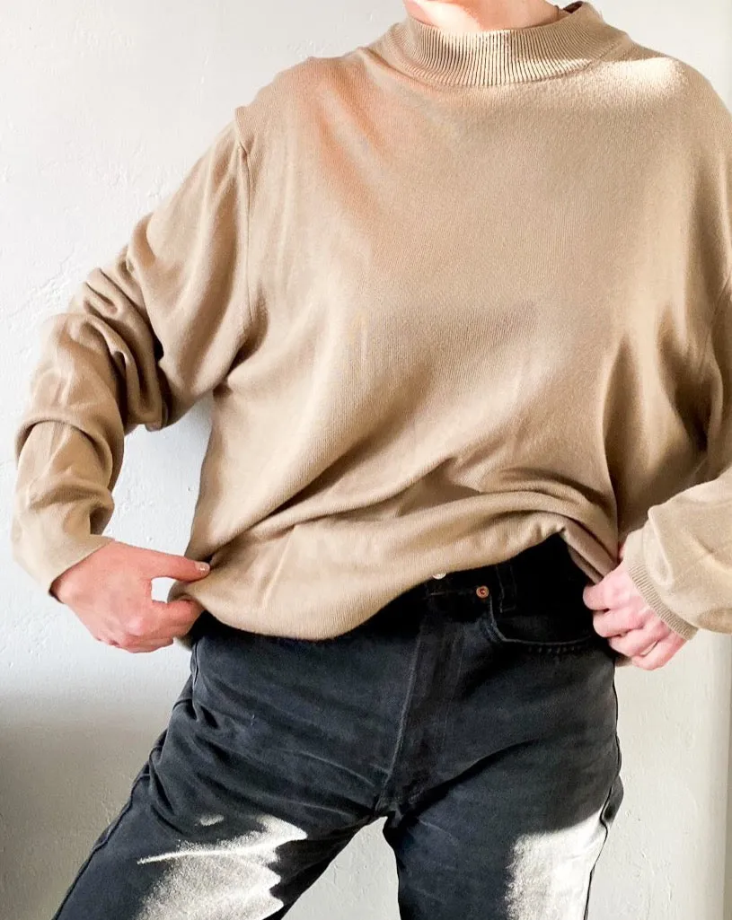 Vintage Camel Mock Neck Sweater