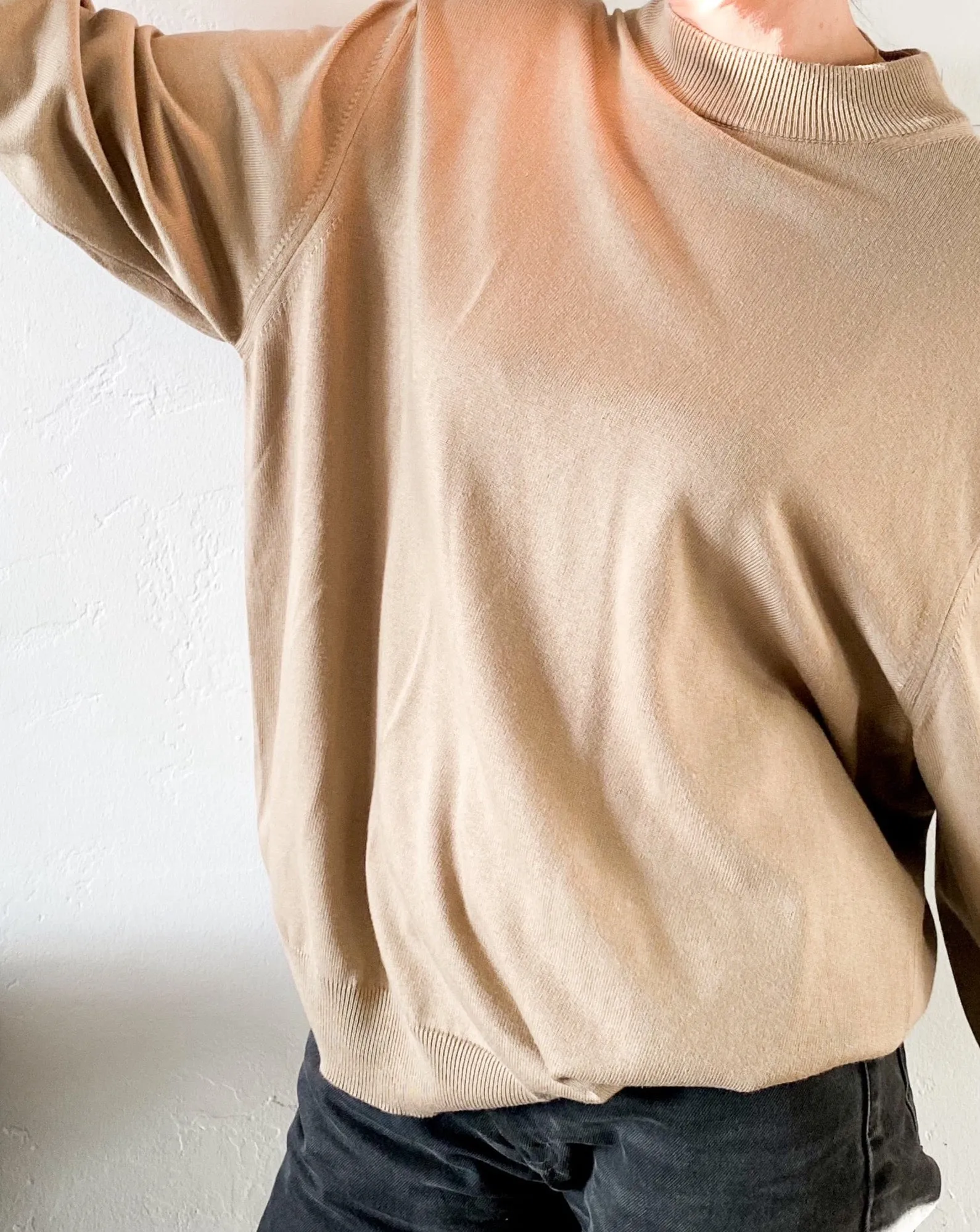 Vintage Camel Mock Neck Sweater
