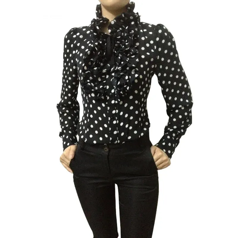 Vintage Chiffon Polka Dots Blouse