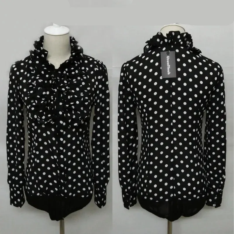 Vintage Chiffon Polka Dots Blouse