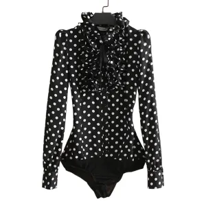 Vintage Chiffon Polka Dots Blouse