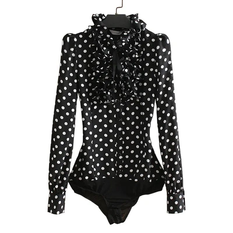 Vintage Chiffon Polka Dots Blouse