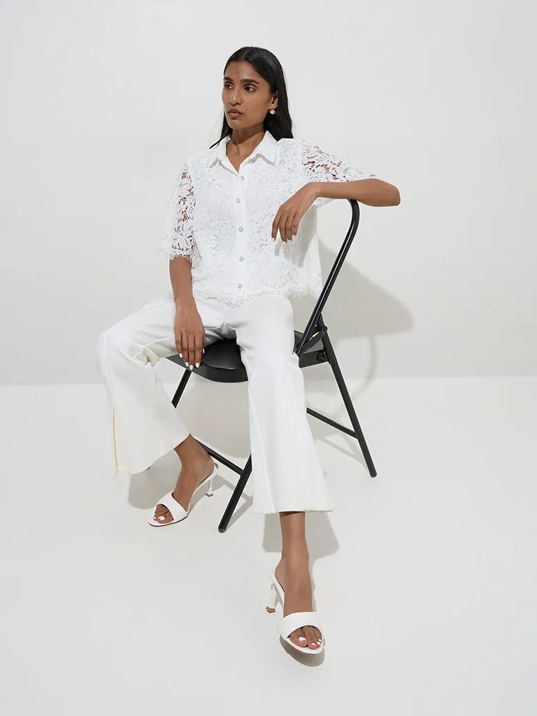 Wardrobe White Lace Design Shirt