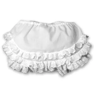 White Diaper Cover with Lace Ruffles