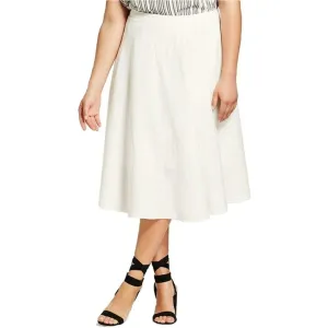 Who What Wear Women's Plus Size Back Zip Linen Blend Swing Skirt Cream 26W