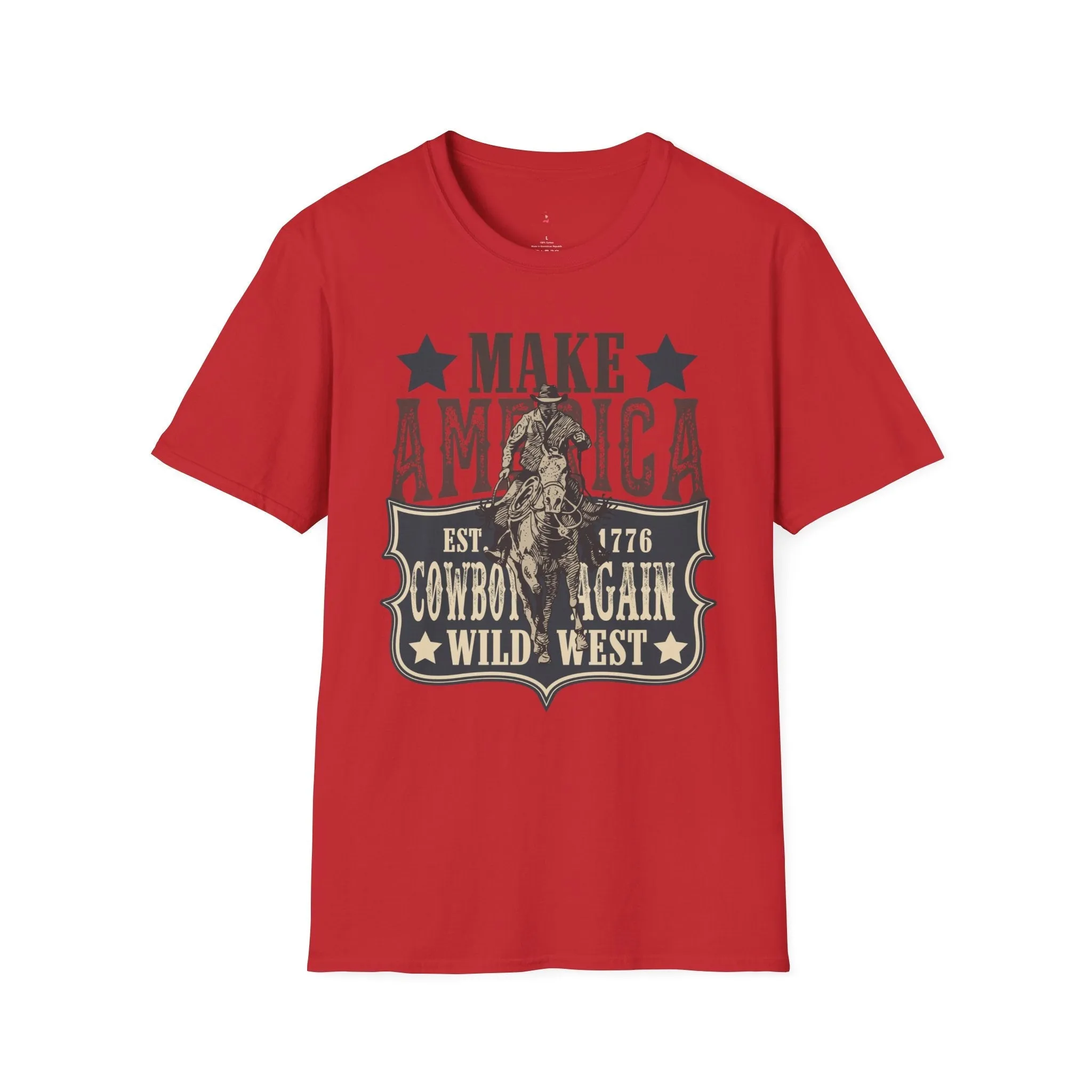 Wild West, America Cowboy Again, Western, 4th of July, Softstyle T-Shirt