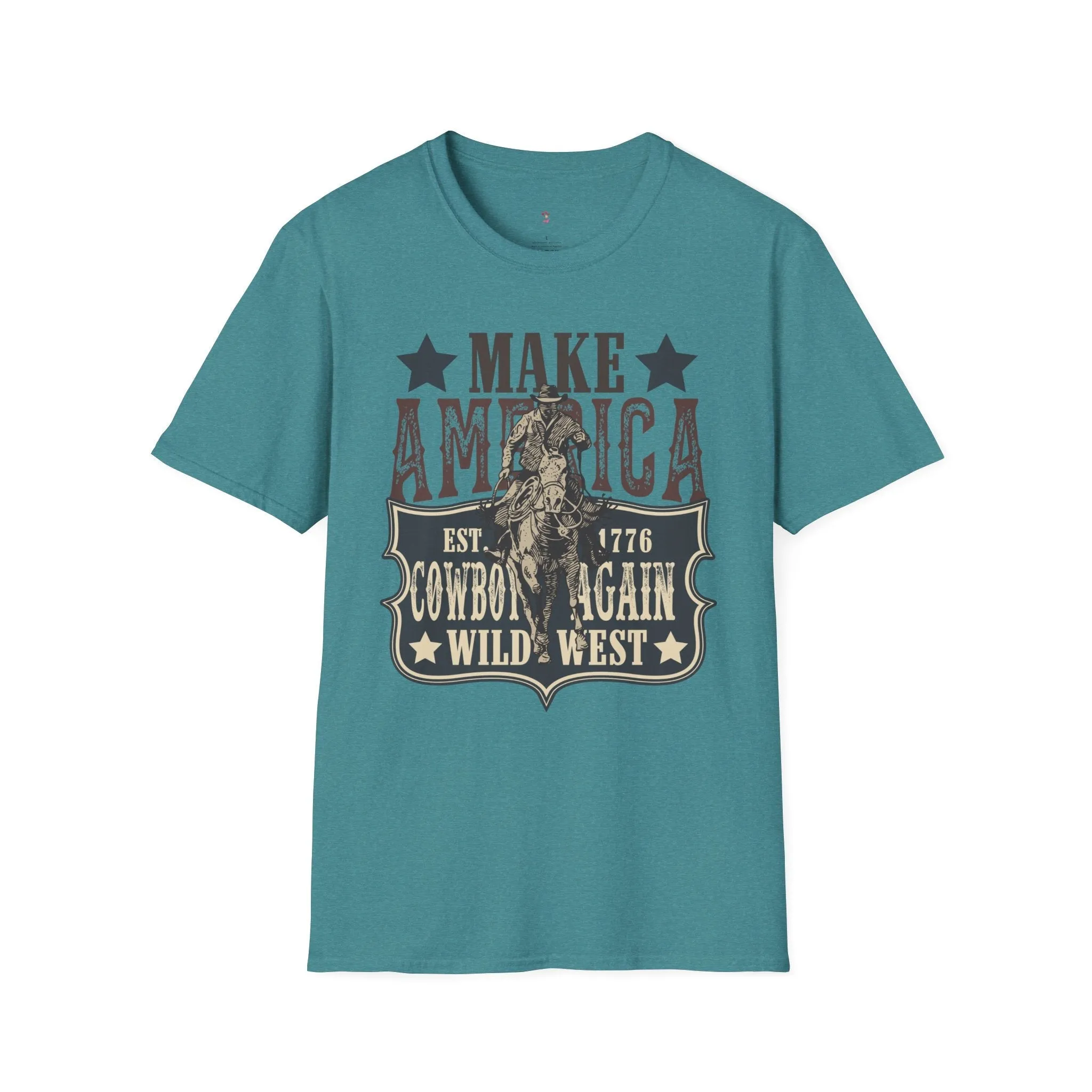 Wild West, America Cowboy Again, Western, 4th of July, Softstyle T-Shirt
