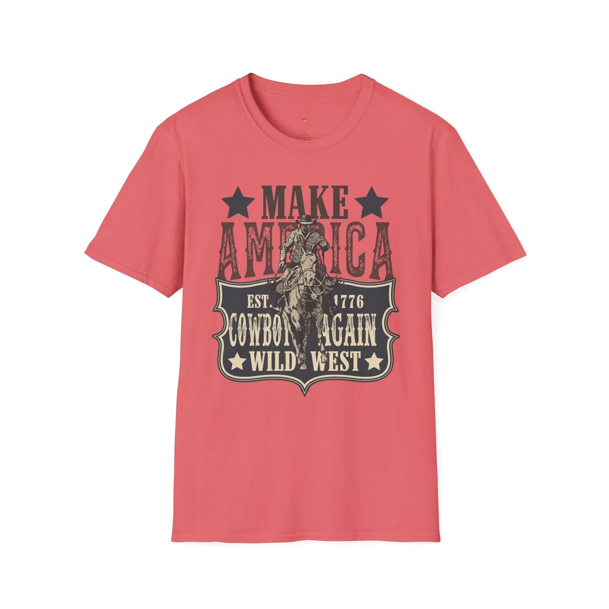 Wild West, America Cowboy Again, Western, 4th of July, Softstyle T-Shirt