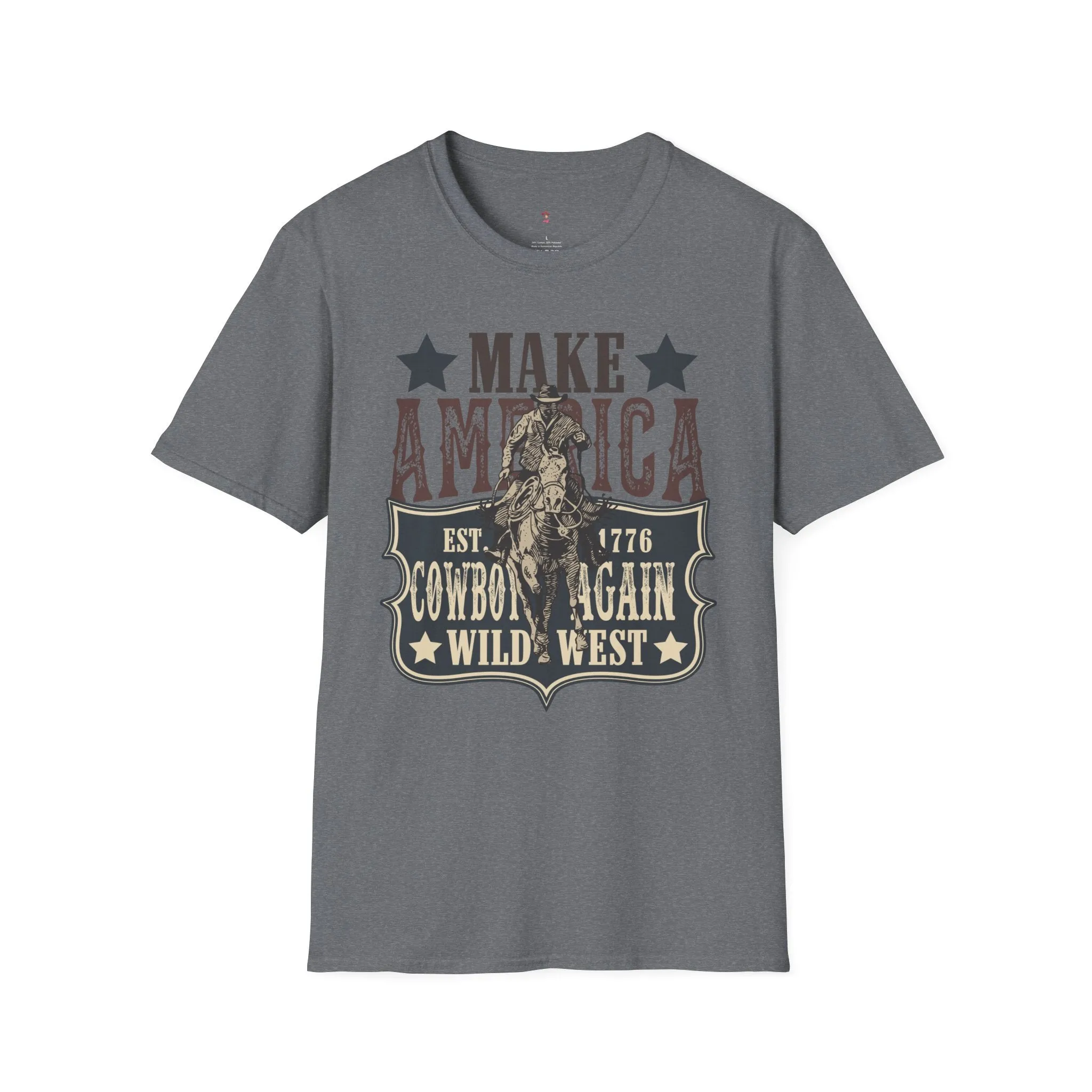 Wild West, America Cowboy Again, Western, 4th of July, Softstyle T-Shirt