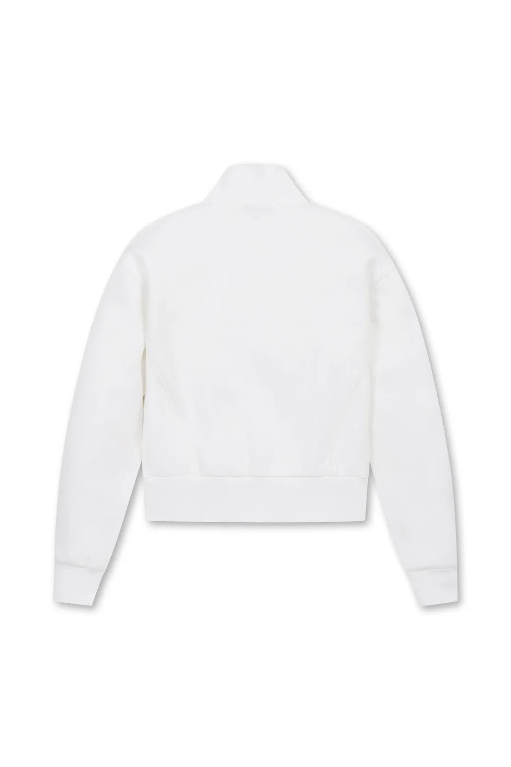 Women Athletic Half Zip-up Rib Sweatshirt White