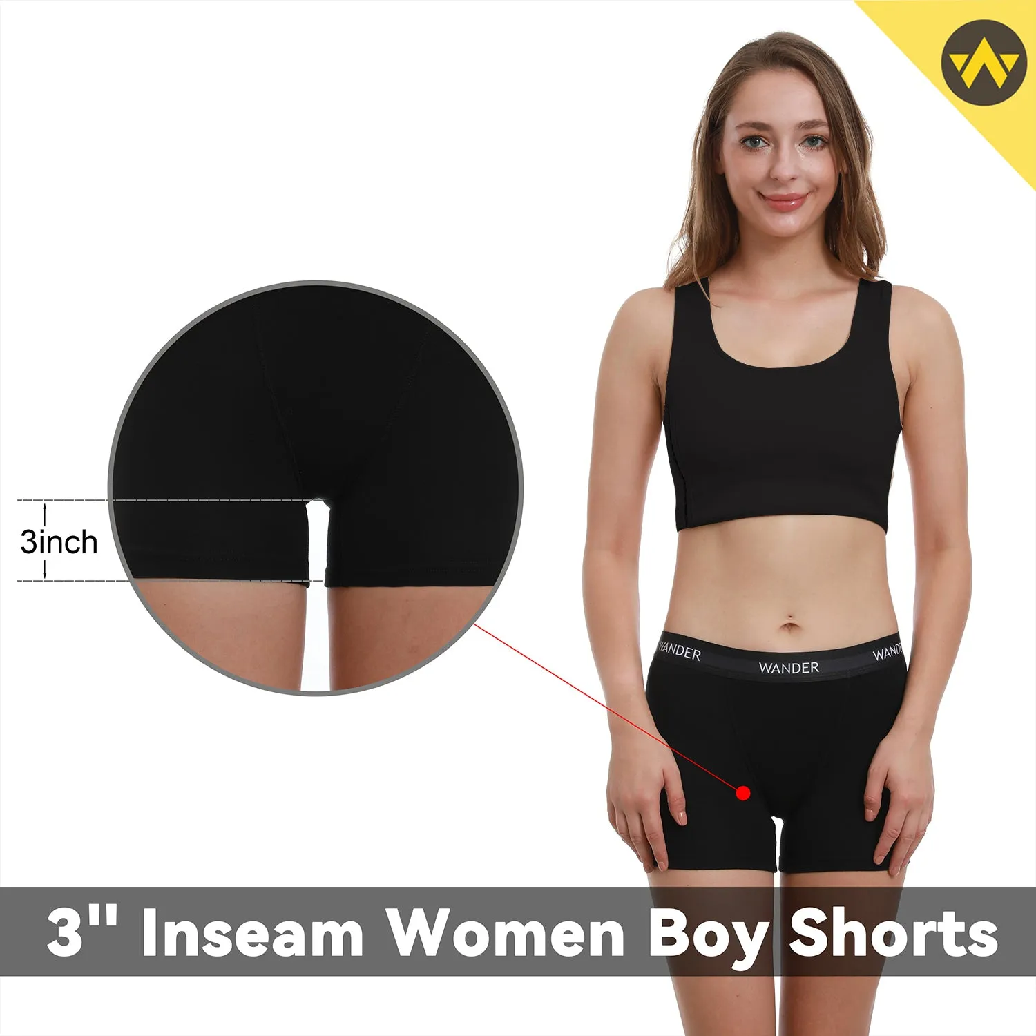 WOMEN BOXER BRIEFS 3" INSEAM 2 PACK