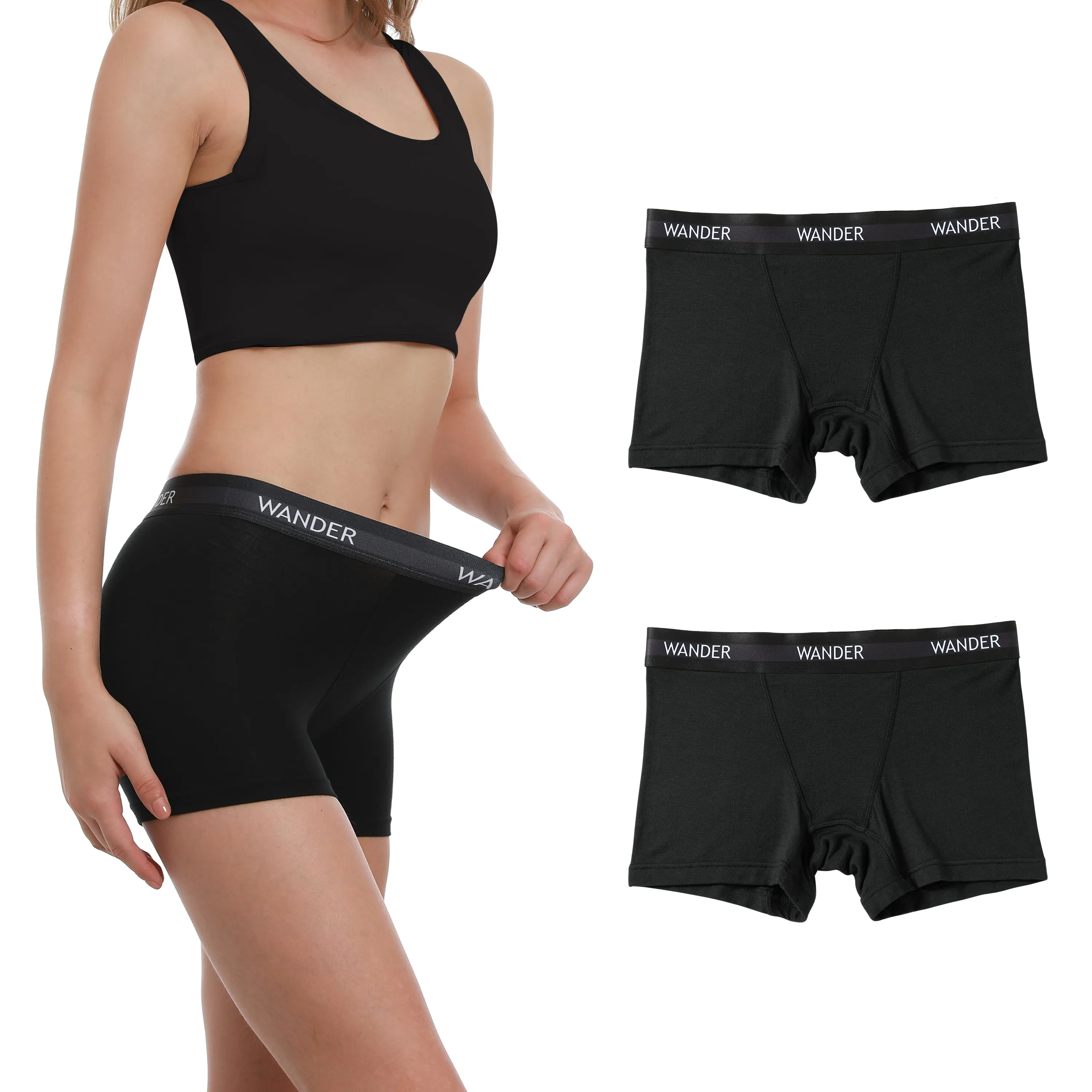 WOMEN BOXER BRIEFS 3" INSEAM 2 PACK