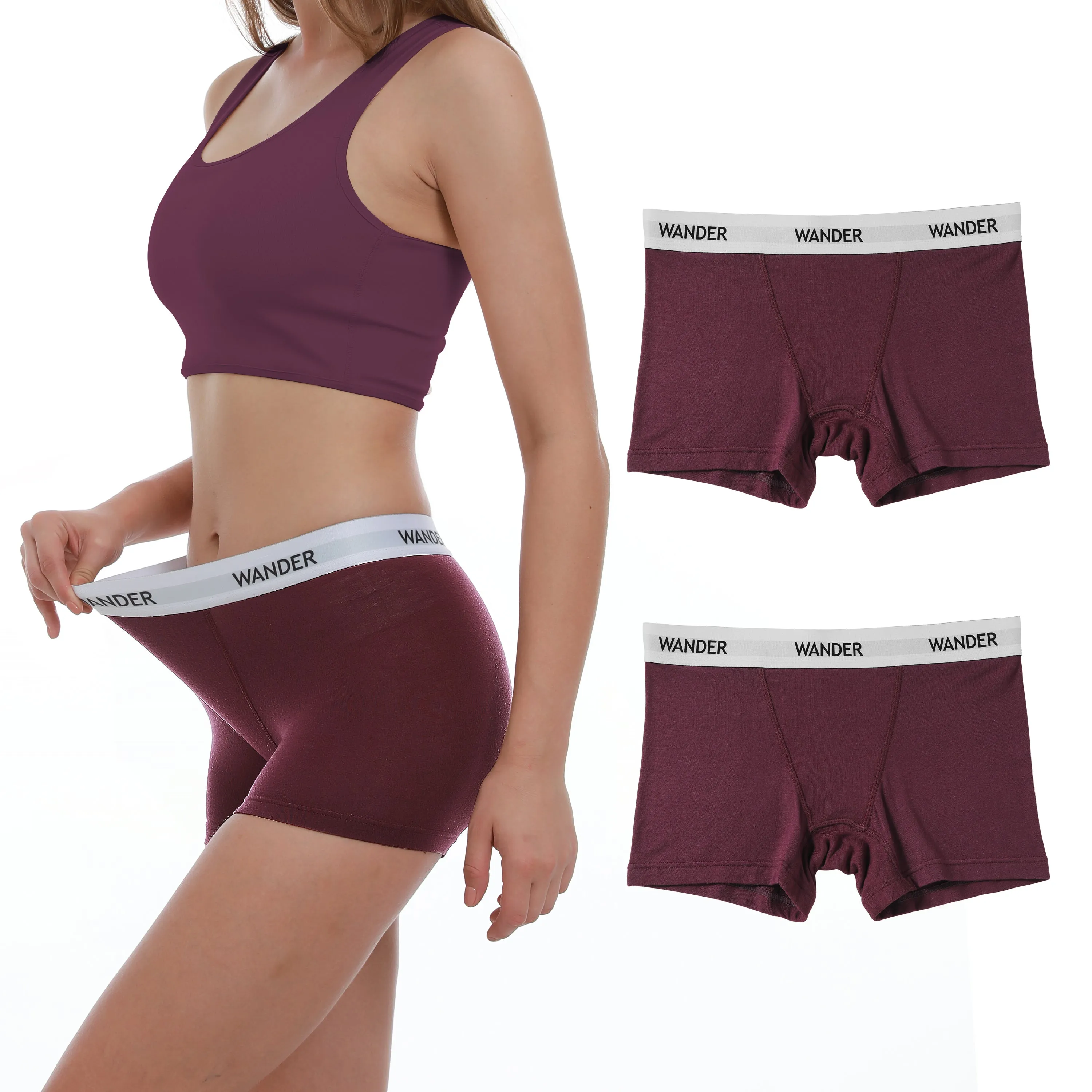 WOMEN BOXER BRIEFS 3" INSEAM 2 PACK