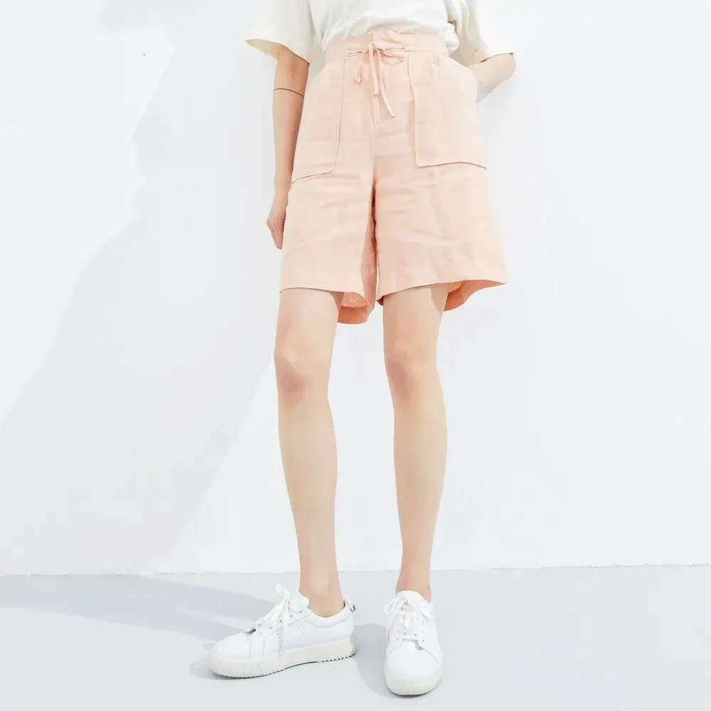 Women's Casual Linen Lace-up Mid-Length Summer Shorts