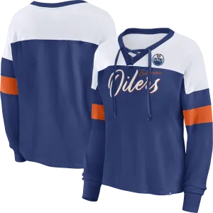 Women's Edmonton Oilers Even Match Lace-Up Long Sleeve